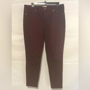 Jessica Simpson High Rise Skinny Ankle Burgundy Size 10
